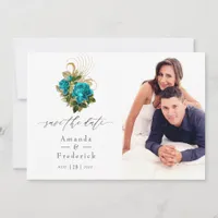 Midnight Forest Fantasy Turquoise and Gold Wedding Save The Date