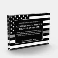 Correctional Officer Retirement Thin Gray Line Acrylic Award