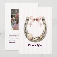 Coastal Cowgirl Pink Coquette Bachelorette Thank You Card