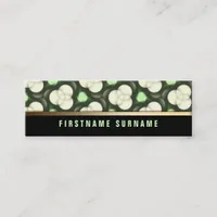 Green Creme Circles Pattern | Black Mini Biz Cards