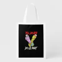 Till Death Do Us Part Zombie Hands Death Pastel Go Grocery Bag