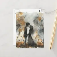 Watercolor Couple in Love Postcard
