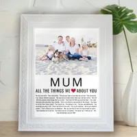 Mum Photo Things We Love About You Mother's Day  Poster