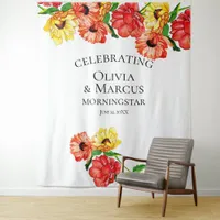 Watercolor Red and Yellow Floral  Photo Backdrop
