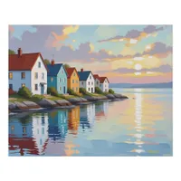 Coastal Themed | Beach Homes on the Bay   Faux Canvas Print