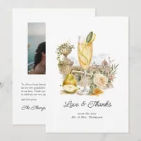 La Dolce Vita Italian Prosecco Pear Wedding Photo Thank You Card
