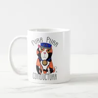 Fun Calico Cat Train Conductor Motto Cartoon Coffee Mug