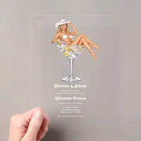 Martinis and Bikinis Beach/Pool Bachelorette Party Acrylic Invitations