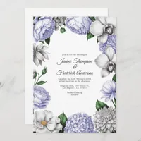 Lavender & Silver Watercolor Floral Wedding Invitation
