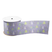 Christmas Tree Pattern Violet and Lime ID175 Satin Ribbon