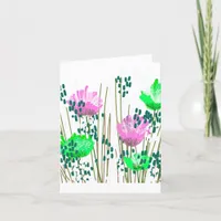 Abstract Floral Botanical Blank Note Card