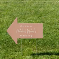 Dual Color This Way Wedding Terracotta Cream Arrow Sign