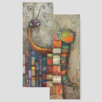 Quirky Whimsical Bookworm Illustration Two-sided Bookmarks