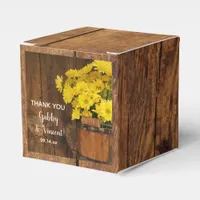 Faux Barn Wood Bucket and Yellow Daisies Wedding Favor Boxes