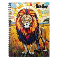 Vibrant Colorful Lion Mosaic Personalized  Notebook