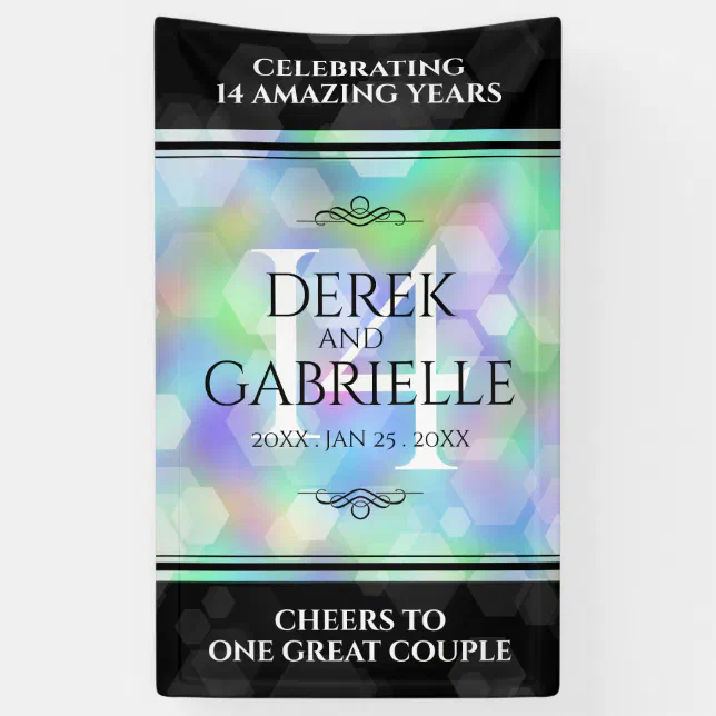 Elegant 14th Opal Wedding Anniversary Celebration Banner