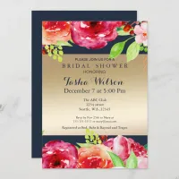 bohemian navy gold modern Shower Invite