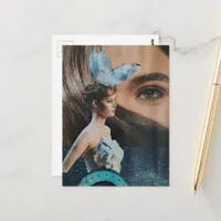 Eyeball and a Doll surreal collage art Postcard