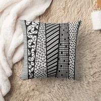 Black and white - modern pattern throw pillow