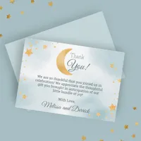 Sweet Blue We're Over the Moon Boy Baby Shower Thank You Card