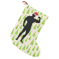 Funny Gym Christmas Bodybuilder in Festive Hat Small Christmas Stocking