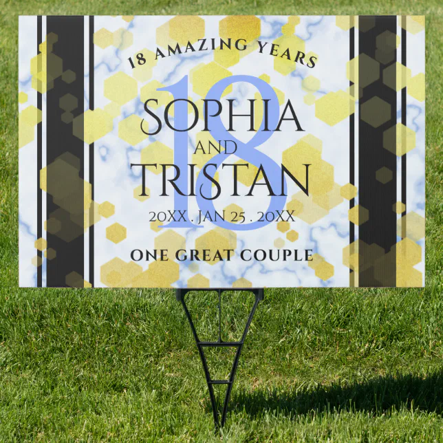 Elegant 18th Porcelain Wedding Anniversary Sign