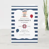 Nautical themed Baby Boy Birthday Party Photo Invitation