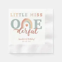 Little Miss Onederful Boho Rainbow Birthday Napkin