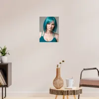 Lady With Teal Hair Poster