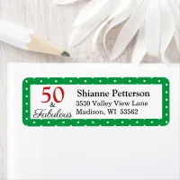 Elegant 50 & Fabulous 50th Birthday Green Address Label