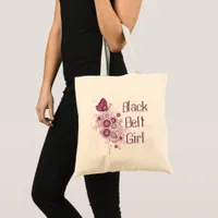 Pink Butterfly Martial Arts Black Belt Girl Tote Bag