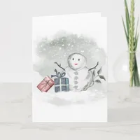 Watercolor Snowman Christmas and New Year Card