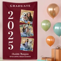 Personalized Photo Collage Burgundy Graduation Banner