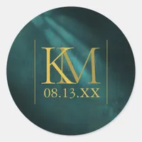 Moonlight Romance Wedding Emerald Green ID881 Classic Round Sticker