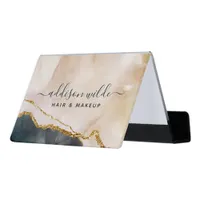 Script Watercolor Pink Black Gold Marble Business Desk Business Card Holder