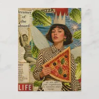Pizza Fairy Mixed Media Collage Postcard