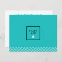 Modern Aqua Ocean Waves Thank You Card