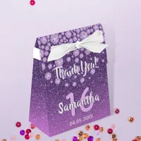 Sweet 16 purple pink glitter diamonds favor boxes