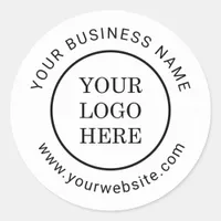 Modern Company Logo Custom Business Name Website Classic Round Sticker