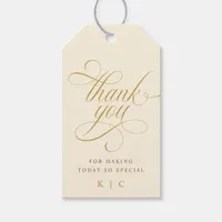 Elegant Gold Calligraphy Wedding Thank You Favor Gift Tags