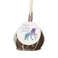 Personalized Purple Happy Birthday  Unicorn Cake Pops