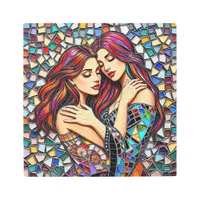 Two Women in Love | Faux Mosaic Tile Style Metal Print