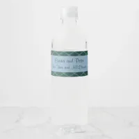 Slate and Forest Green Diamonds Romantic Sentiment Water Bottle Label