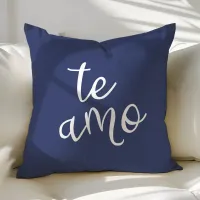 Chic Navy Blue and White Spanish I Love You Te Amo Throw Pillow