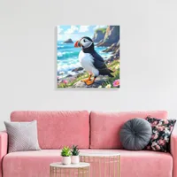 Funny Pun | Happy Birthday Puffin Canvas Print