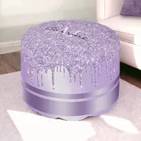 Monogram Violet Purple Glitter Drip Ottoman Pod