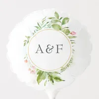Watercolor Greenery Monogram Wedding Balloon