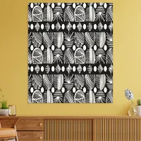 Caribbean Tribal Mudcloth: Black, White, Canvas Print