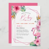 Tropical Flamingo Girl Baby Shower Invite