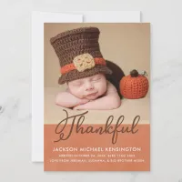 Thanksgiving Autumn Baby Birth Photo Announcement